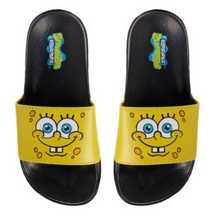 NICKELODEON • Kids SpongeBob SquarePants Black & Yellow Character Slide Shoes